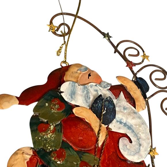 Vintage 1990s 3D Tin Metal 7" Santa Claus Christmas Ornament - Picture 3 of 7